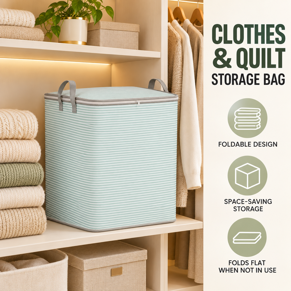 Household Foldable Storage Bag Wardrobe Portable Non-woven Storage Material Closet Quilt and Clothing Large Capacity Storage Bag