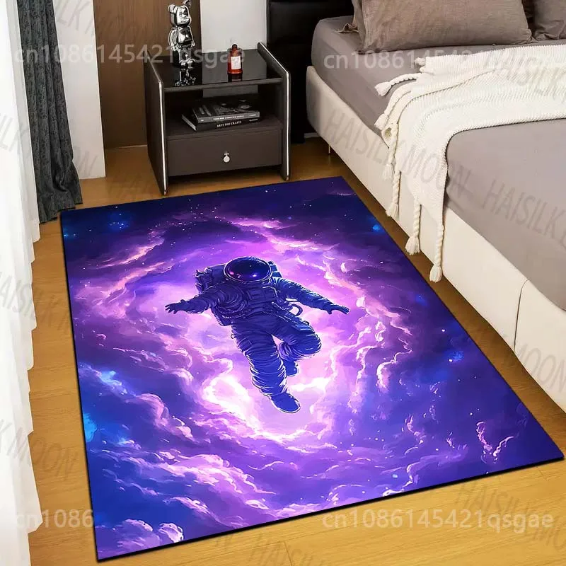 Multiple sizes Astronaut floating in purple nebula Carpet for Living Room Bedroom Home Decor Rug Non-slip Floor Mat Luxury Gift