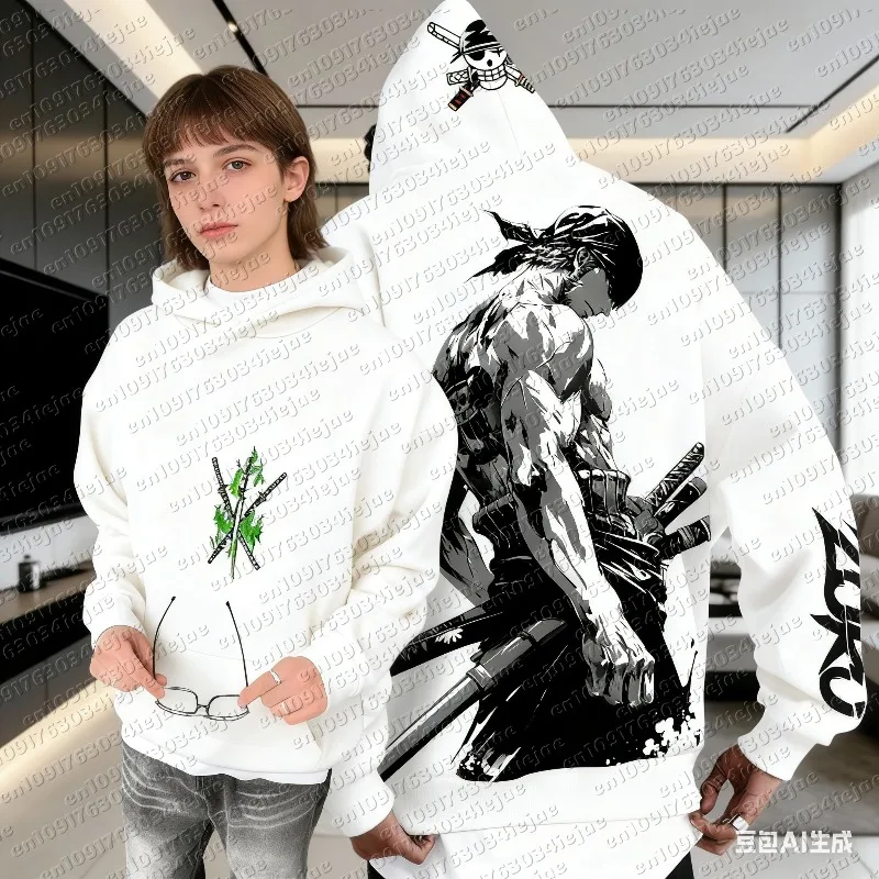 

Новая унисекс толстовка с капюшоном в стиле аниме Zoro, зимний пуловер для мужчин и женщин, уличная одежда, оверсайз, свободный крой, повседневный топ, свитшот на зиму