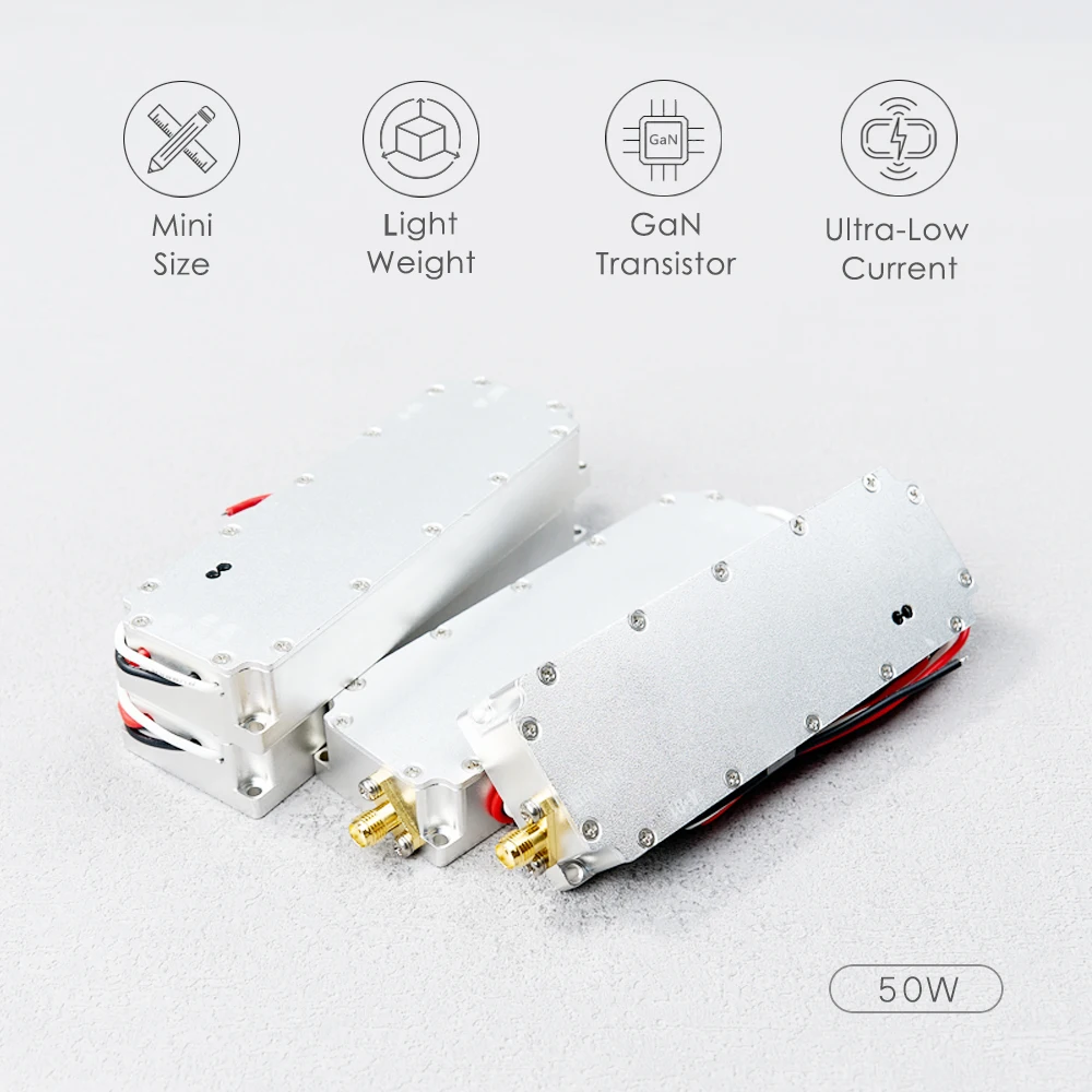 50 Вт 300-1050 МГц 1,5G 2,4G 5,8G GPS WIFI RF GaN RF Усилитель высокой мощности беспроводной удлинитель сигнала Источник сигнала для дрона