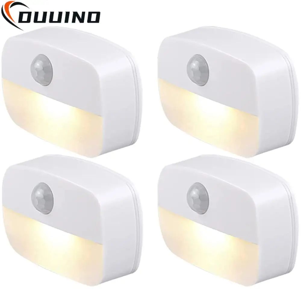 4 Stuks Led Nachtlampje Eu Plug Smart Bewegingssensor Licht 220V Wandlamp Voor Home Gangpad Wc Gang Trap Keuken Slaapkamer Nachtlampje