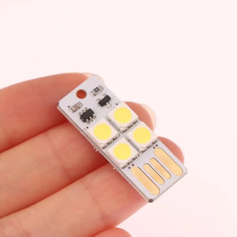 1/5PCS Mini Pocket Card Power Keychain Night Light USB LED Bulb Book Light For Laptop PC Powerbank Night Lamp