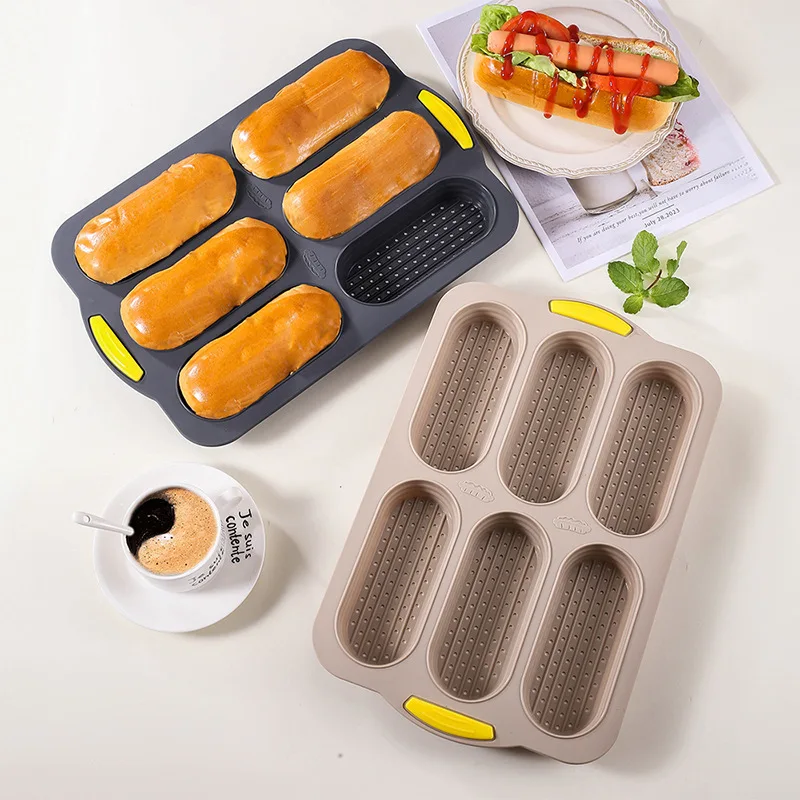 

Silicone Hot Dog Bread Mold 6 Silicone Baguette DIY Hot Dog Bread Baking Equipment