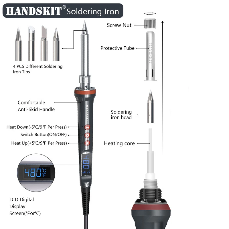 200W Soldering Iron LED Digital Display Adjustable Welding Electric Soldering Iron Automatic Sleep Thermal Control Ptc Heater