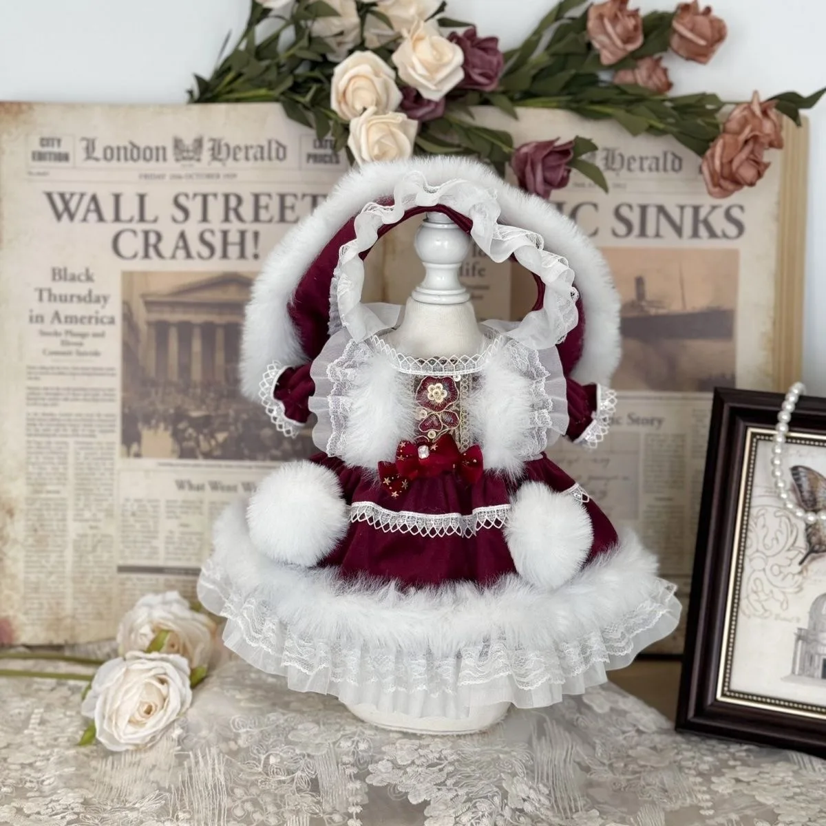 20cm 40cm 10cm 15cm cotton doll clothes, Wine red 50-55cm  reborn doll dress free shipping