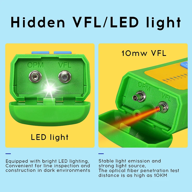 Imagem -03 - Multifuncional Fibra Óptica Identificador Construído em Opm 10mw Vfl Led Rj45 Teste de Rede Fiber Cabo Tester Aua-c507 C505 507 505
