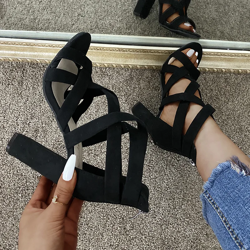 

36-43 Summer Fashion Peep Toe Platform Comfortable High Heel Plus Size Shoes for Women Casual Beach Sandals Non-slip Women Shoes