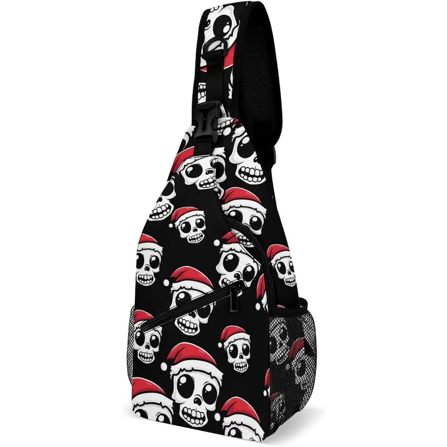 الجمجمة عيد الميلاد عارضة حقيبة كتف Crossbody حقيبة رافعة المشي لمسافات طويلة Daypack حقيبة صدر للرجال السفر المحمولة قابلة لإعادة الاستخدام متعددة الأغراض