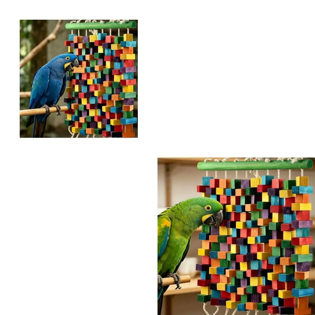  Mixed Color Wooden Bird Play Item For Exotic varieties Like African Gray And White Parrots