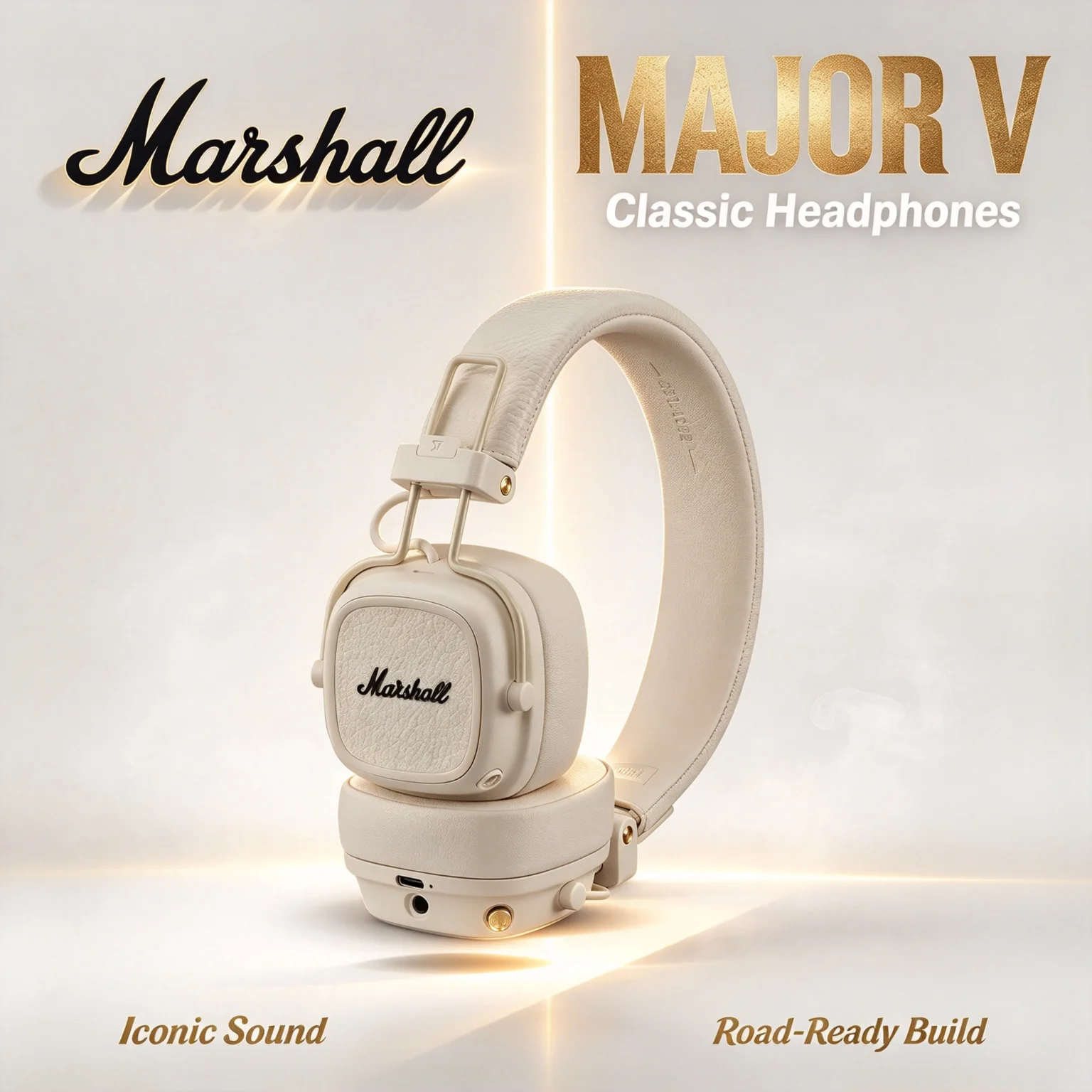 Marshall Major V Wireless Headset Bluetooth5.3 Multi‑point Connection 100+H Fast Charging Support App 3.5mm Jack On‑Ear