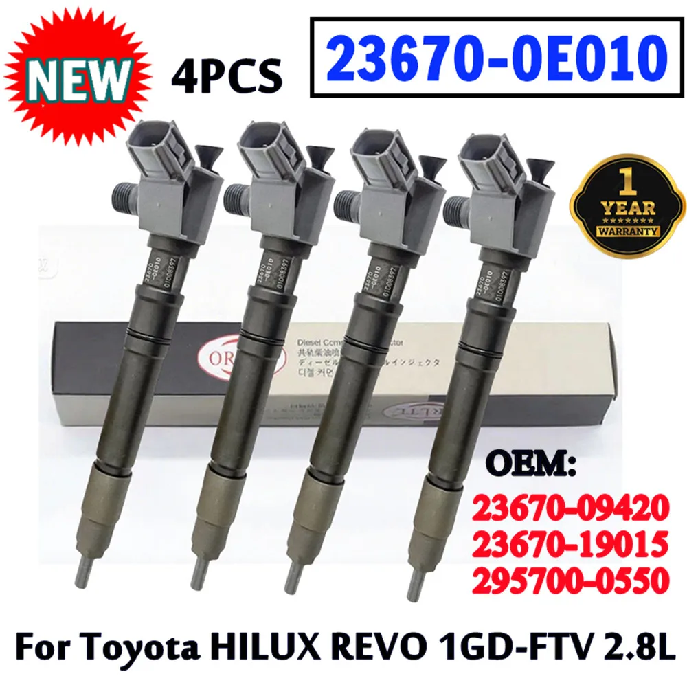 

4 шт. 23670-0E010 Euro6 новая форсунка дизельного топлива 236700E010 форсунка двигателя 23670 0E010 для Piezo HILUX 1GD-FTV 2,8L 295700-0550