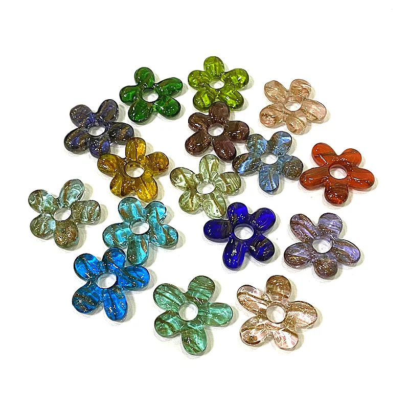 2Pcs Custom Hollow Flower Glass Beads Ins Mini Flower Charms Pendant DIY Craft Making Accessories Ideal Gift For Handmade Lovers
