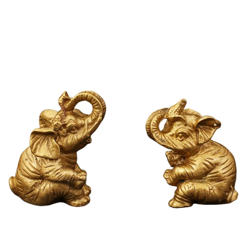 1 Pair Resin Golden Elephant Statue Sculpture Feng Shui Lucky Animal Figurine Wedding Gifts Home Office Decoration Buddha Statue