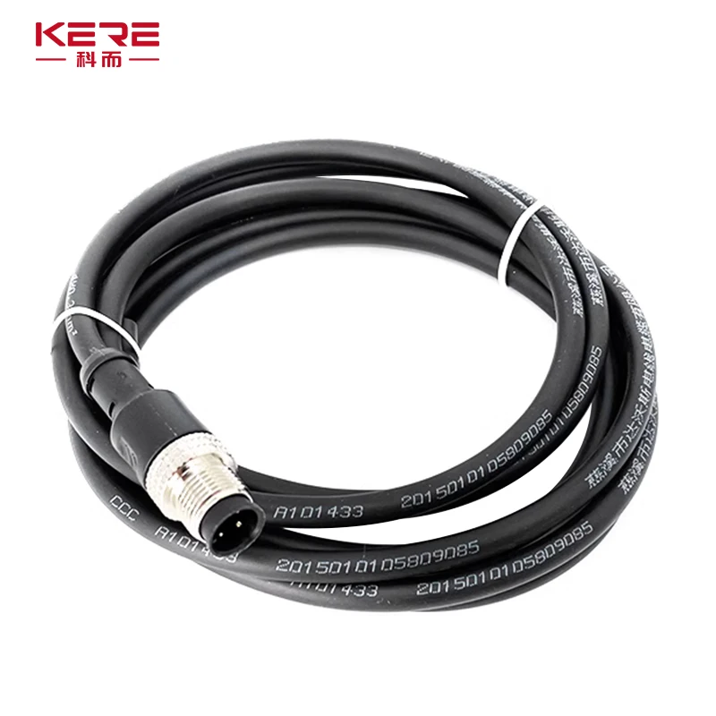 KERE 1Pcs M12 Sensor Connector 4 5 8 Pin Male / Female Aviation Plug IP67 Waterproof Wire A Type 2m PVC Cable