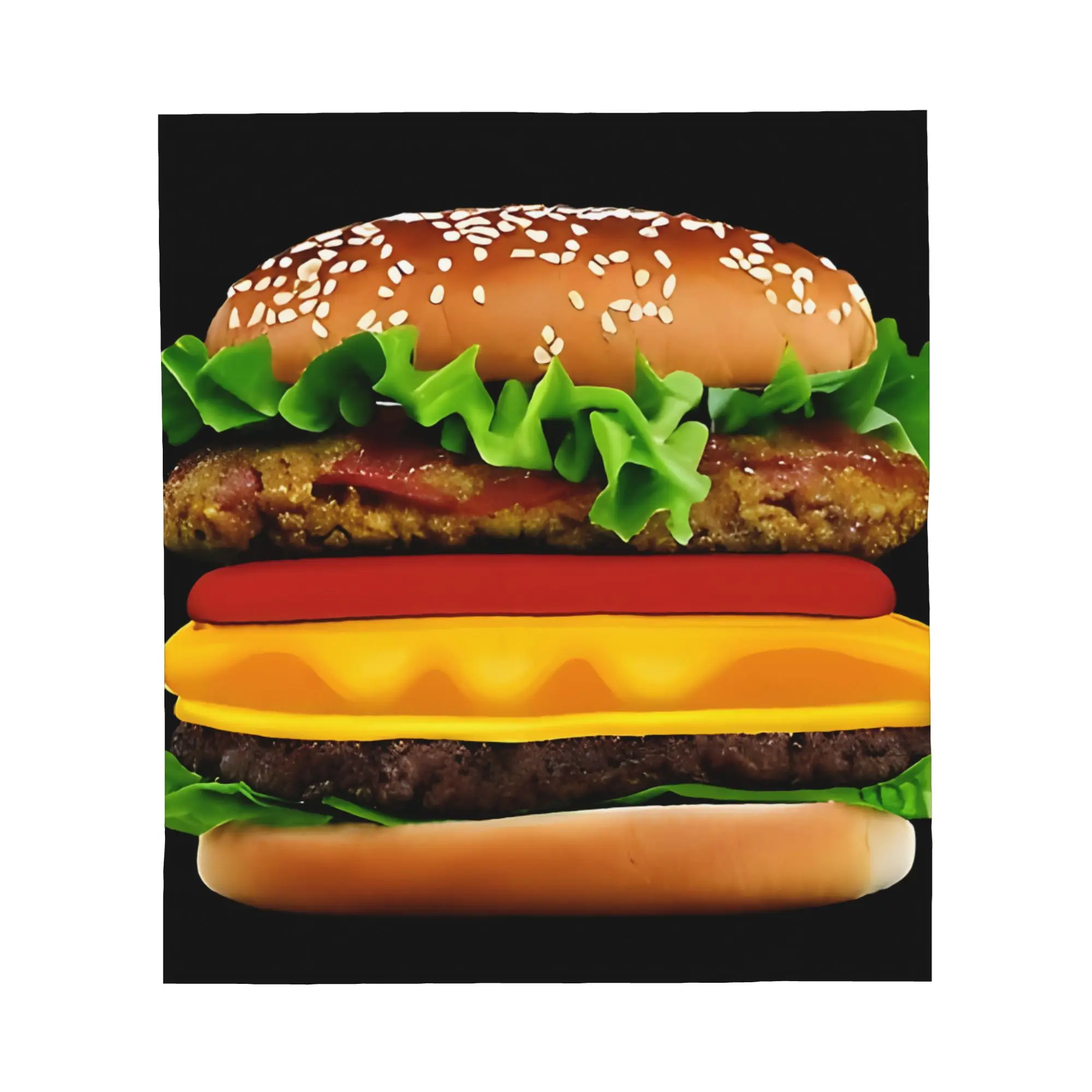 1PC Big Bite Burger Mighty Burger   Juicy Blanket Throw Blanket Novelty Warm Blanket All Season Gift