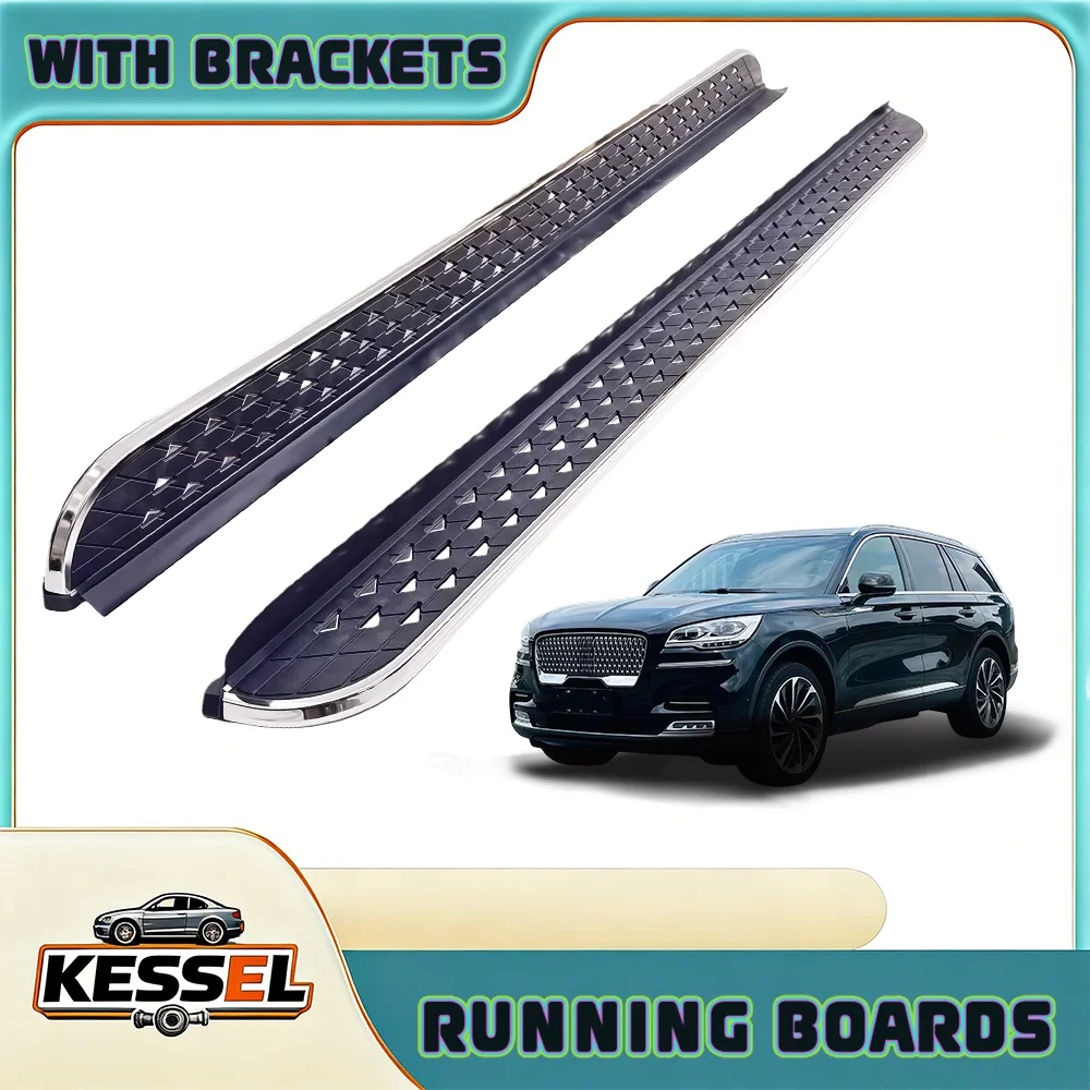 

2Pcs Running Board Side Steps Compatible with Lincoln Aviator 2020-2023 2024 2025 Step Pedal Door Fixed Nerf Bars, with Brackets