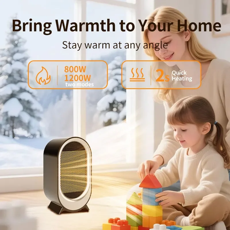 1200 واط سخان كهربائي محمول صغير سطح المكتب مروحة ومدفأة الذكية منفاخ الهواء الساخن للمنزل غرفة نوم مكتب معطف شتوي