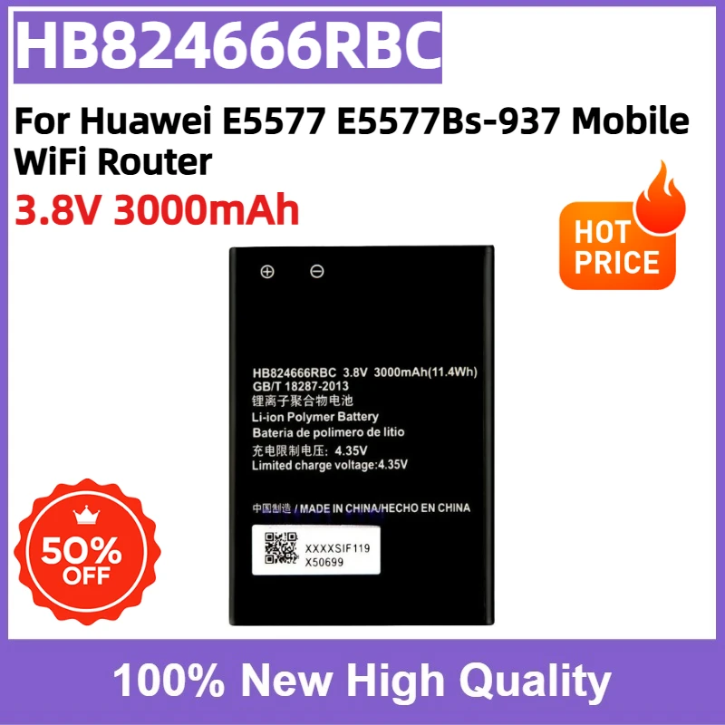 New 3.8V 3000mAh HB824666RBC Replacement Battery for Huawei E5577 E5577Bs-937 Mobile WiFi Router Li-ion Rechargeable Battery