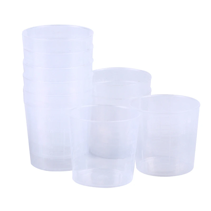 

10 Pcs 60ML Plastic Measuring Cup Graduated Mixing Cup Liquid Container Epoxy Resin Silicone Making Tool Transparent