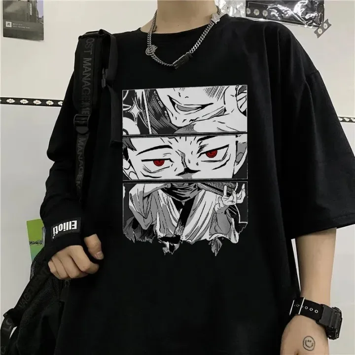 2026 Sommer Jujutsu Kaisen Anime Ryomen Sukuna Bedrucktes Lockeres Kurzarm-T-Shirt aus Reiner Baumwolle für Kinder Unisex Lässig Oversize