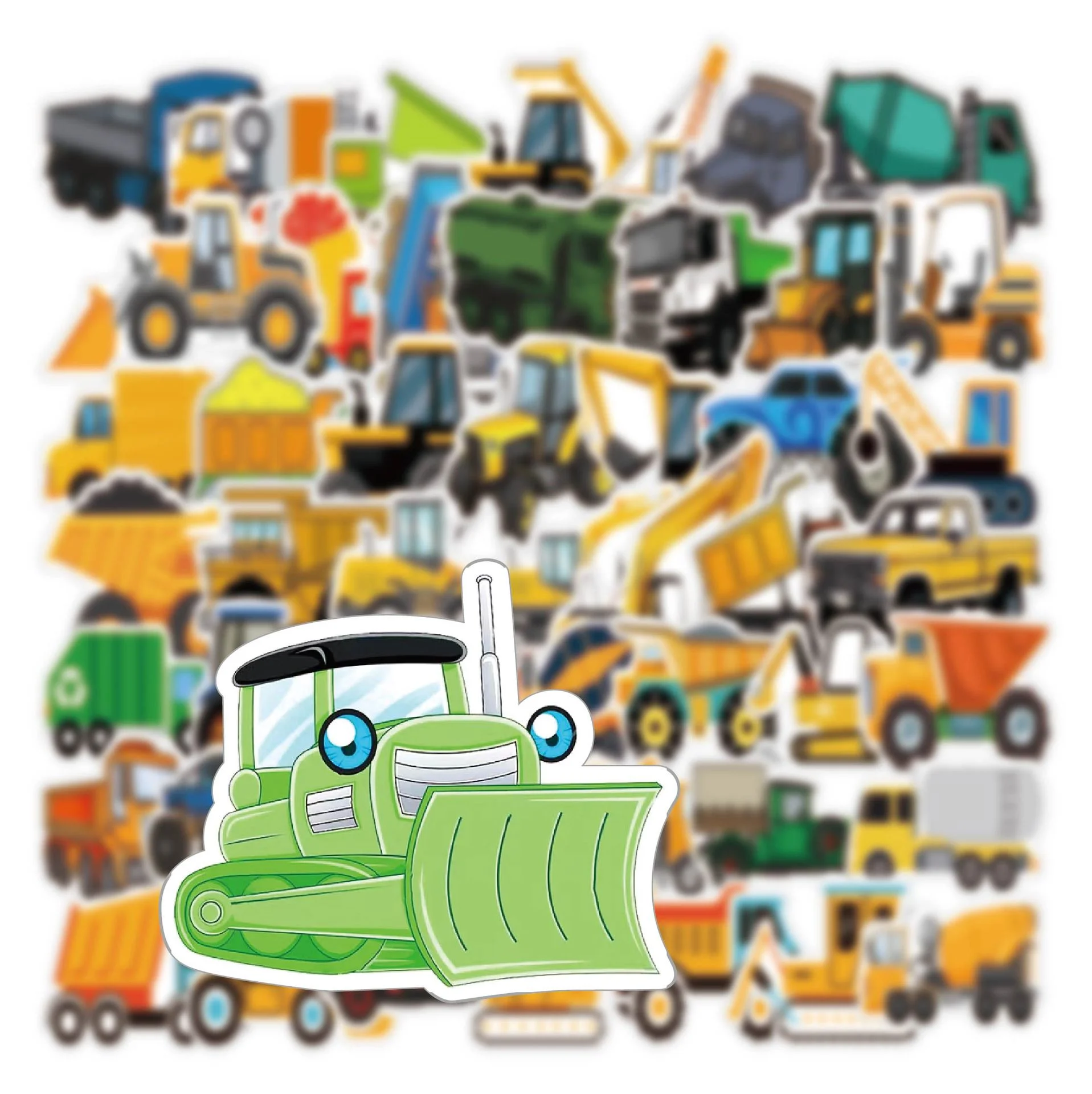 50pcs Cartoon Truck Transports Stickers for DIY Teaching Scrapbooking Stationery Water Bottle Phone Laptop Helmet