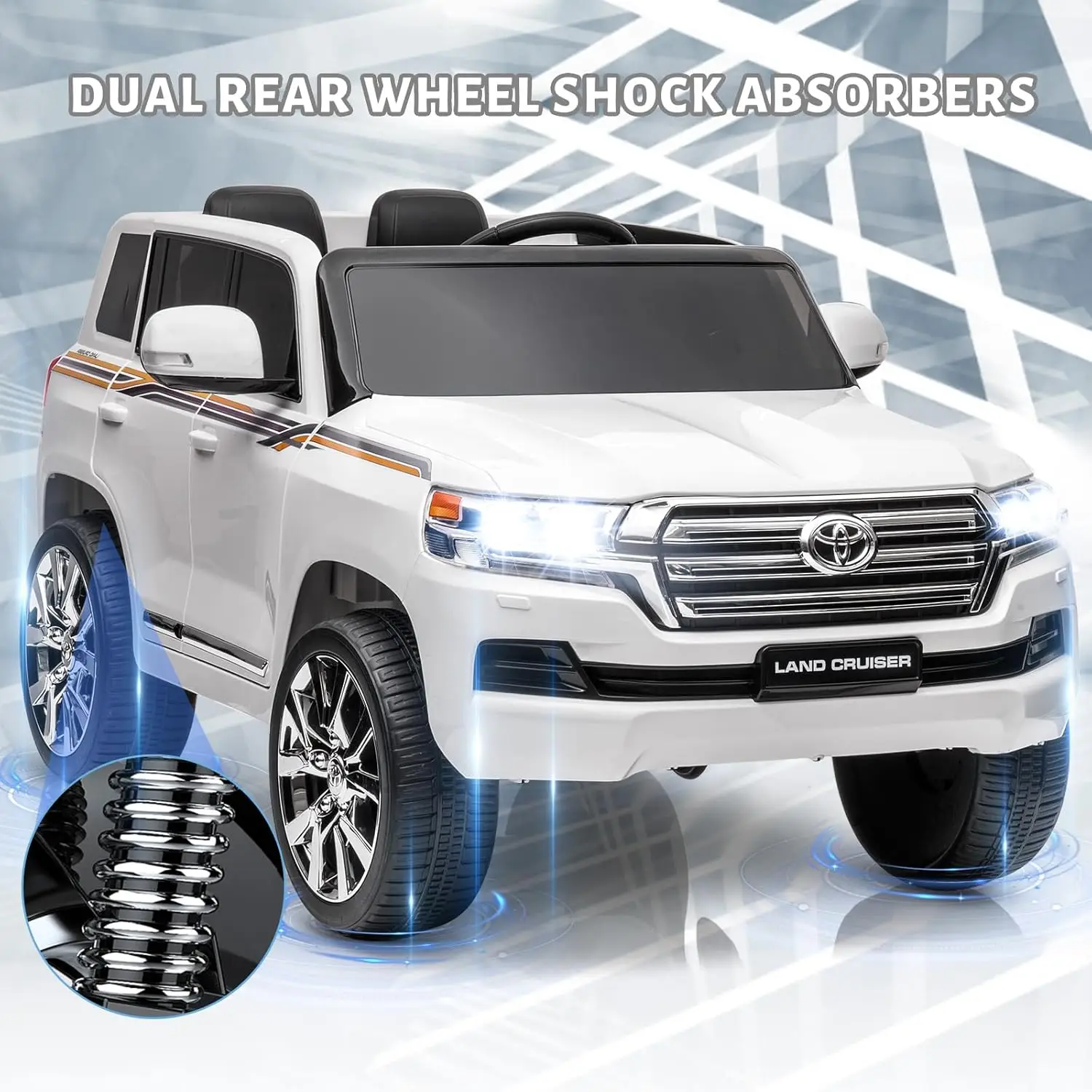 รถยนต์เด็กนั่งขับ 12 โวลต์ รุ่น SUV รถยนต์ไฟฟ้าพร้อมรีโมทคอนโทรล มอเตอร์คู่ 3 ระดับความเร็ว พร้อมไฟ LED และเสียงเพลง สำหรับเด็กชายและเด็กหญิง