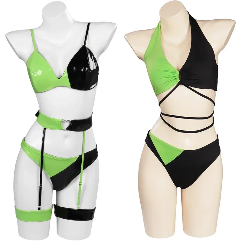 SN66 Shego Cosplay Fantasy Sexy Lingerie Set Cartoon Kim Female Villain Costume Disguise Summer Adult Women Roleplay Fantasi2@w$