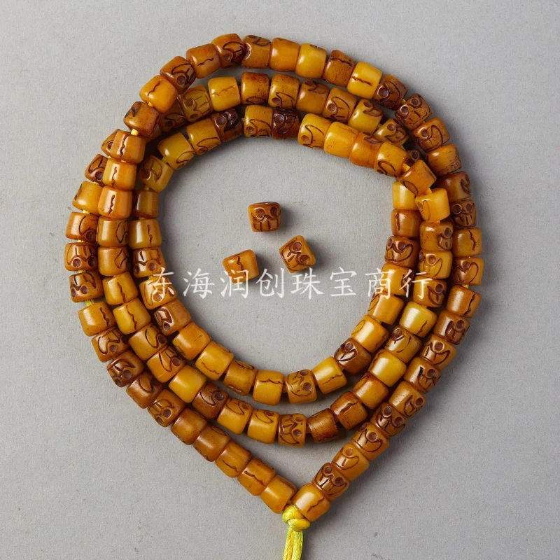 

A Yak Bone A Dumb Skull Buddha Beads Bracelet Long String Pendant Necklace