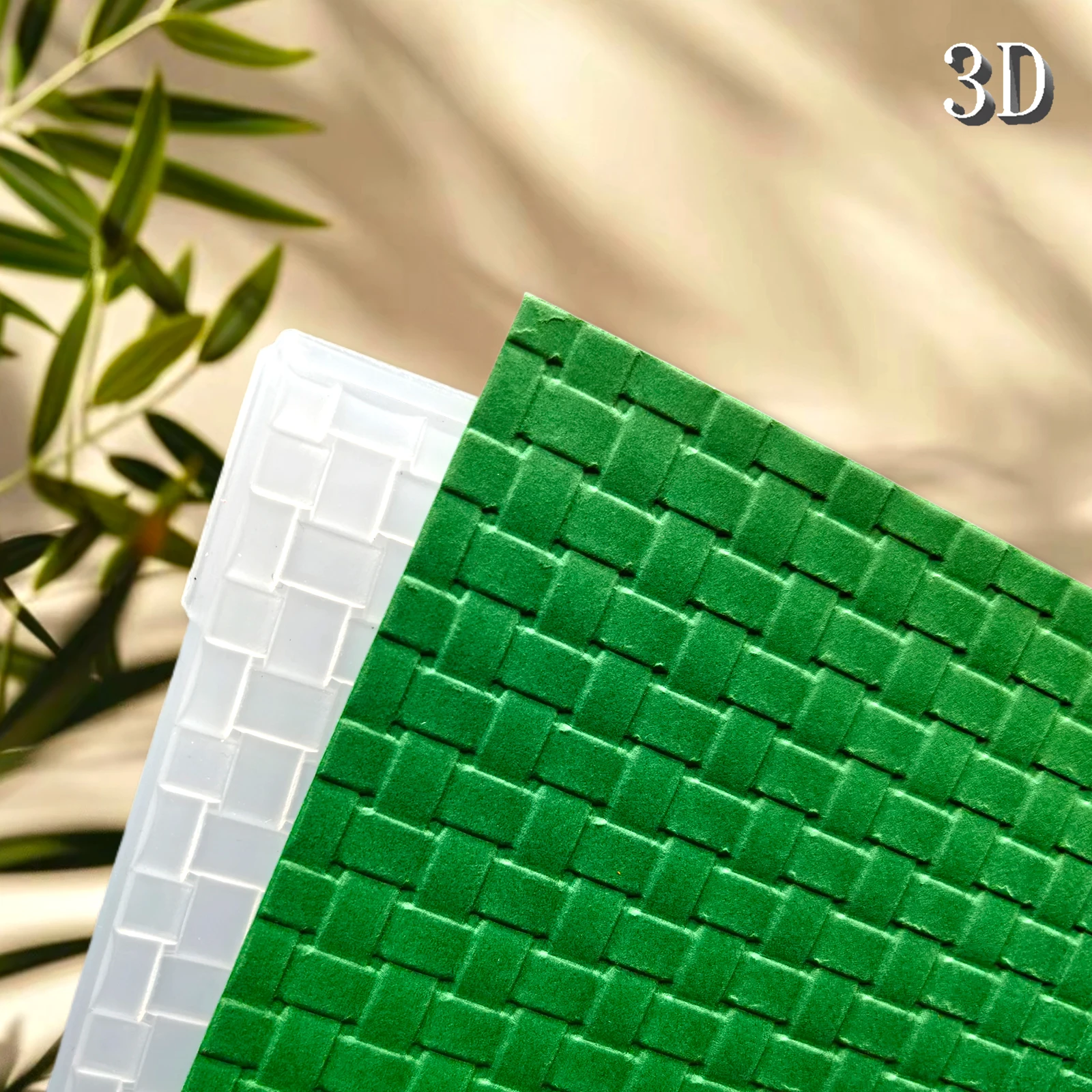 3D-geprägter Ordner mit Bambusgewebter Hintergrund, strapazierfähiger Kunststoff, weiß, Osterthema, zur Herstellung von Karten und Sammelalben, DIY-Hand