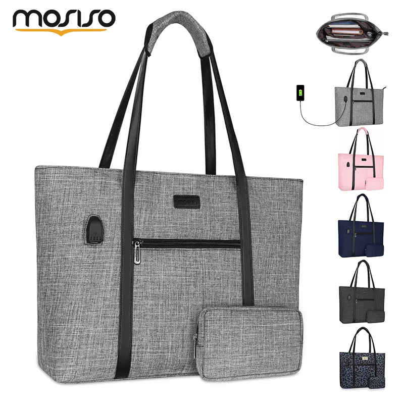 

USB Port Laptop Tote Bag for MacBook Air Pro M5 M4 M3 M2 15 16 17.3 inch Notebook Chromebook Work Travel Business Computer Bag