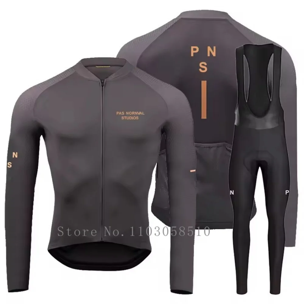 

PRO Team Breathable Long Sleeve Cycling Jersey Set Bib Pants Ropa Maillot Ciclismo Bicycle Clothing MTB Bike Uniform Men Clothes