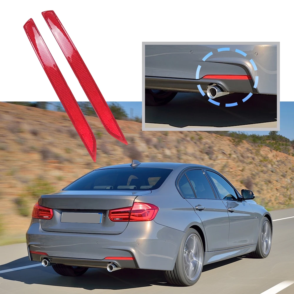 

2 pcs Rear Left Right Bumper Reflector red lens Car accessories 63147400209 63147400210 For BMW 3 F35 LCI 2015 2016 2017 2018