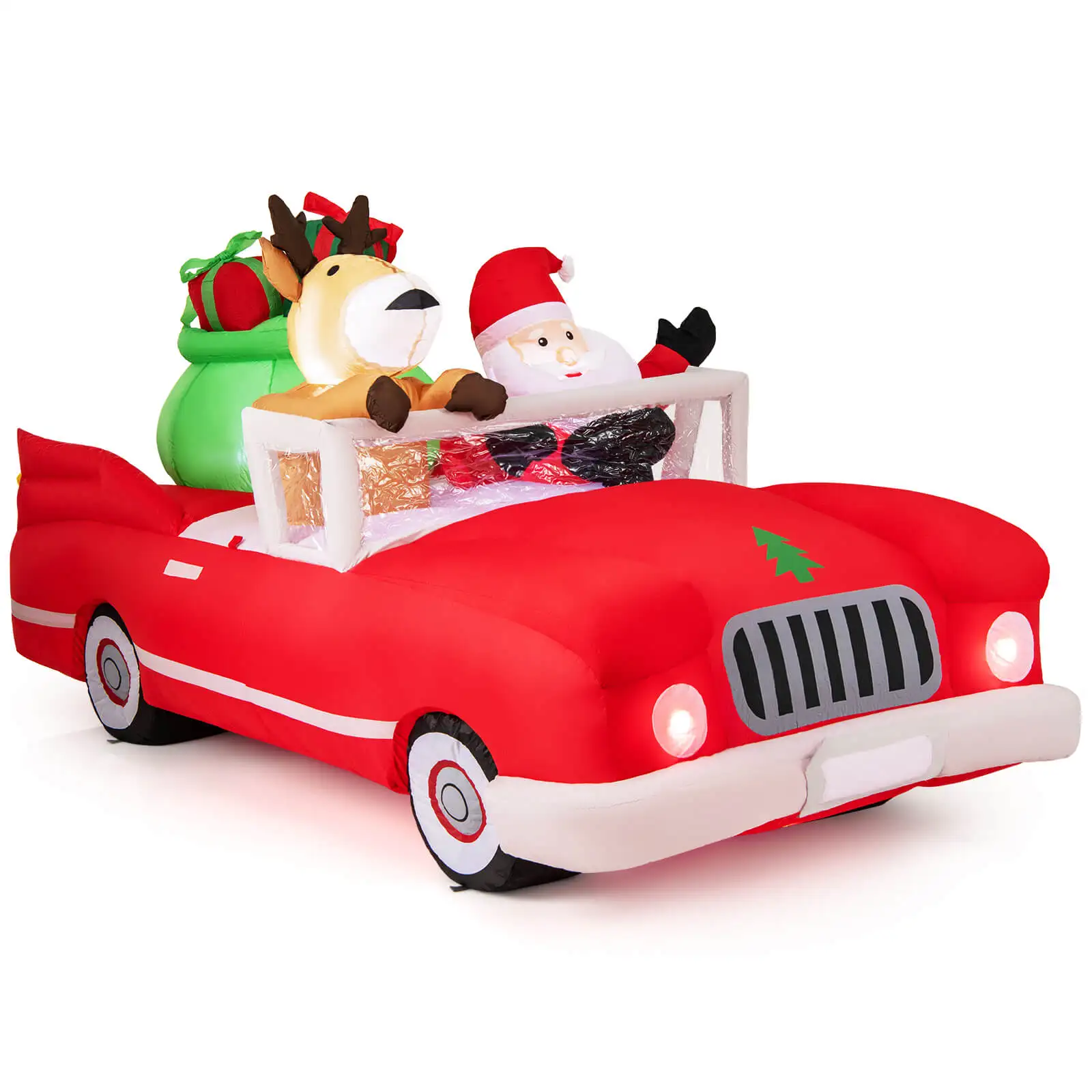 

7.7 FT Long Christmas Inflatable Santa Claus and Reindeer Riding Red Car