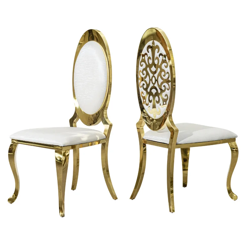 Light luxury stainless steel high-end household dining chair foreign trade high-end banquet hall luxury restaurant