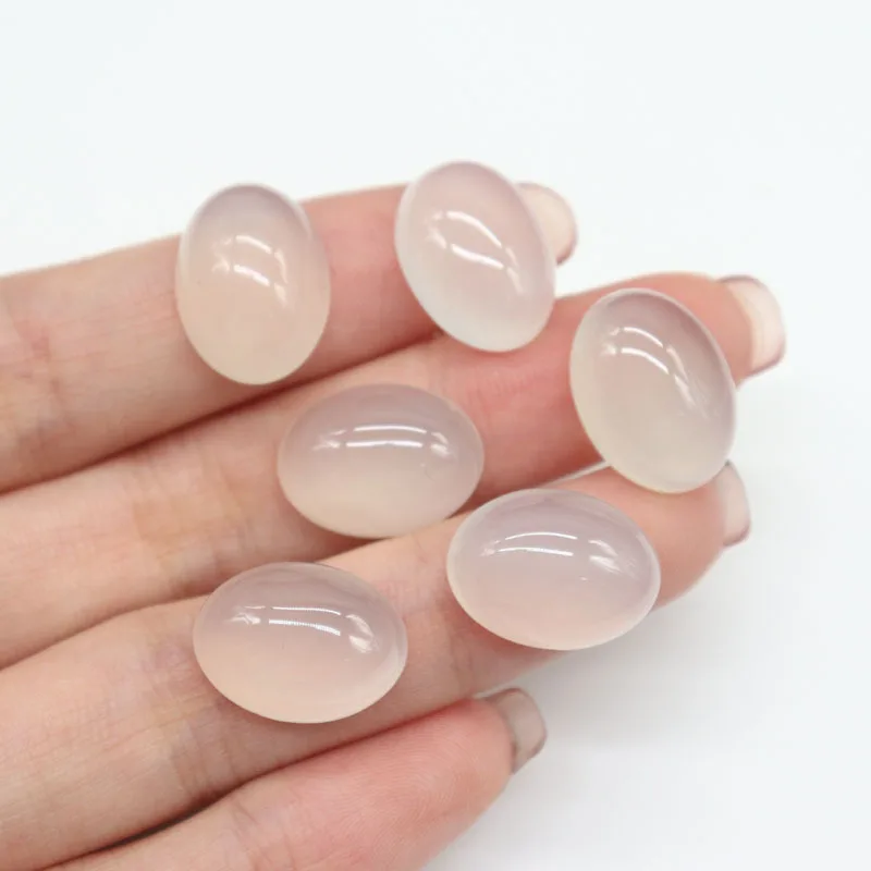 

100pcs/Lot 8*10-13*18mm Natural White Agate Oval Cabochon Gems Stone For Pendant