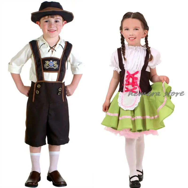 Germany Oktoberfest Boy Shirt Hat Costume Kid Beer Party Bavarian Carnival Uniform Halloween Fancy Dress 2023