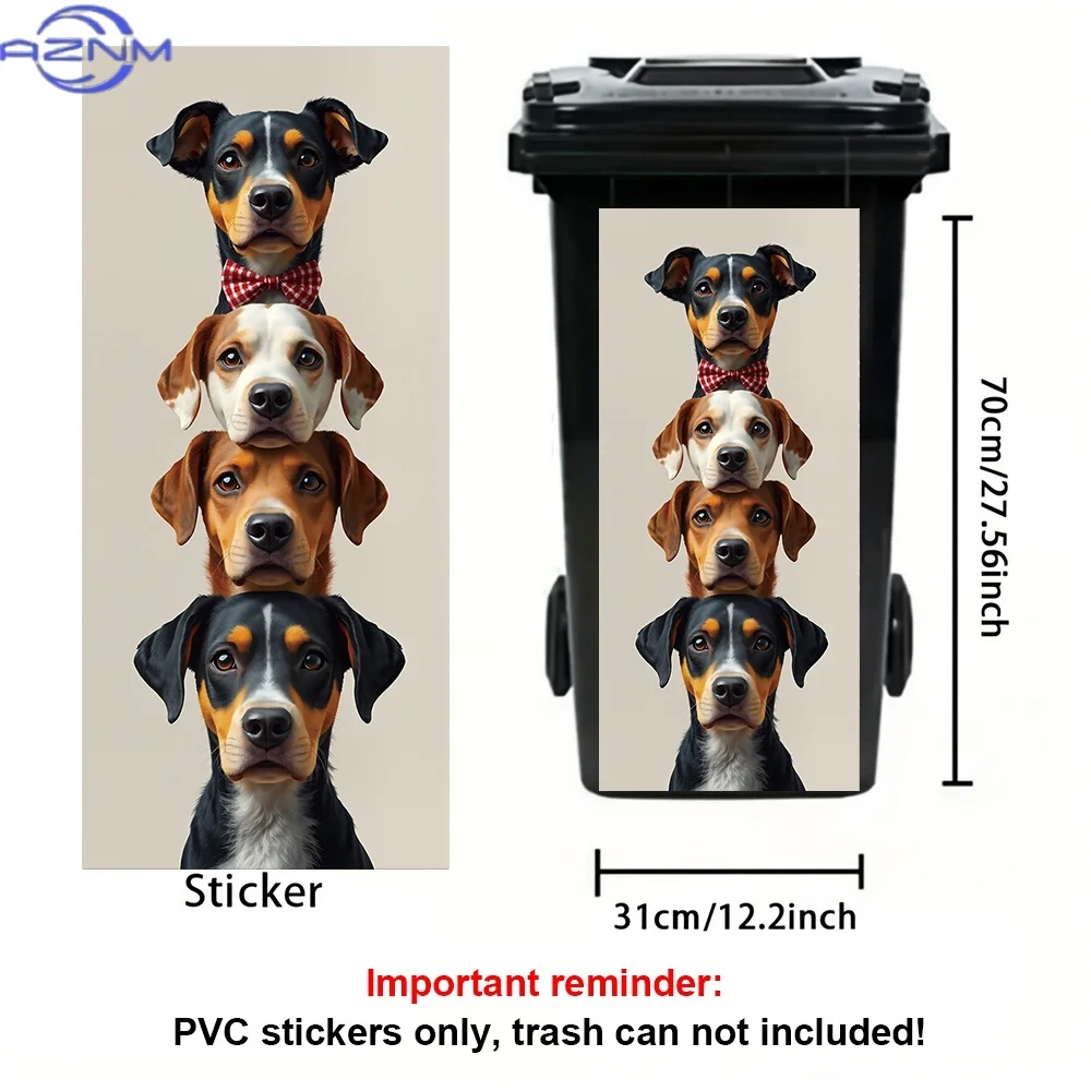 1 Sheet, 4 Puppy Themes Stacked Together, Trash Can Stickers, Decorative Self-Adhesive PVC Stickers, Outdoor Waterproof, Suita