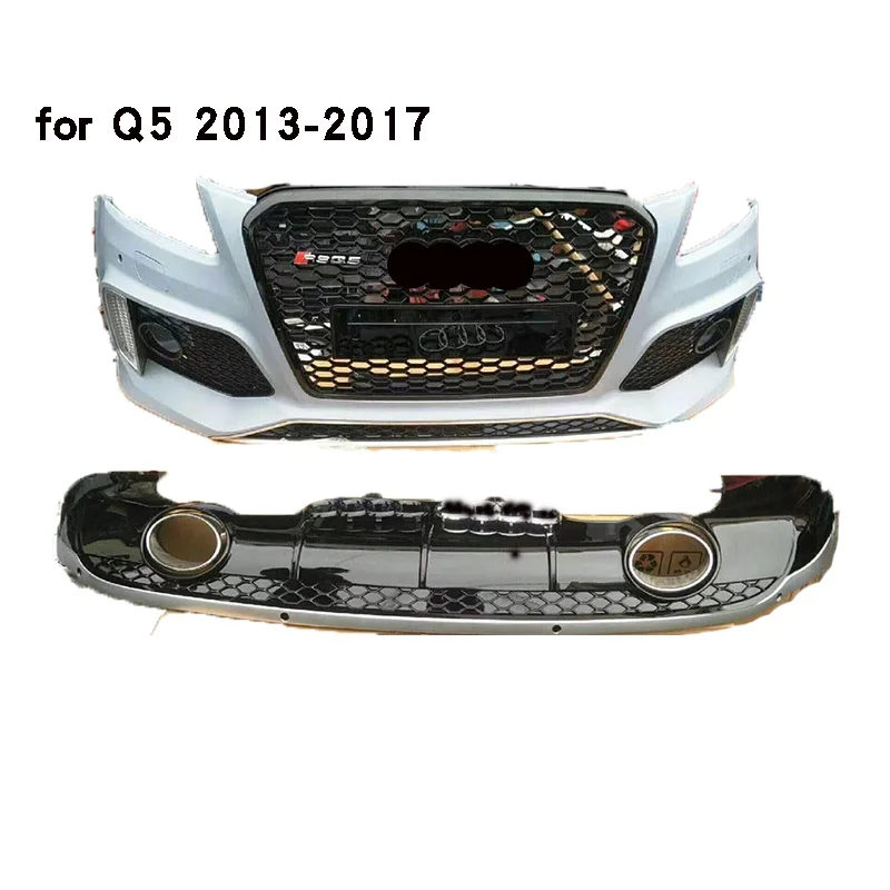 RSQ5 for audis Q5 front bumper  with grill honeycomb grills mesh radiator Rear lip Body kits 2013-2017