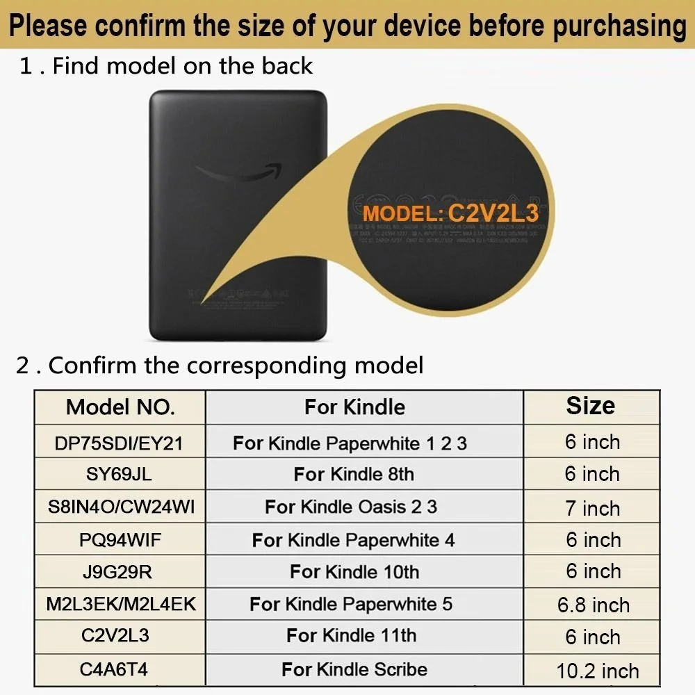 11th Generation 6-6.8 inch e-Reader Case Auto Sleep/Wake Anti Scratch M2L3EK C2V2L3 Folio Cover for Kindle Paperwhite 1/2/3/4/5
