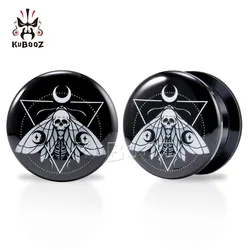 KUBOOZ Unique Acrylic Triangle Skeleton Moth Earring Gauges Ear Plugs Tunnels Piercing  Stretchers Body Jewelry Expanders 2PCS