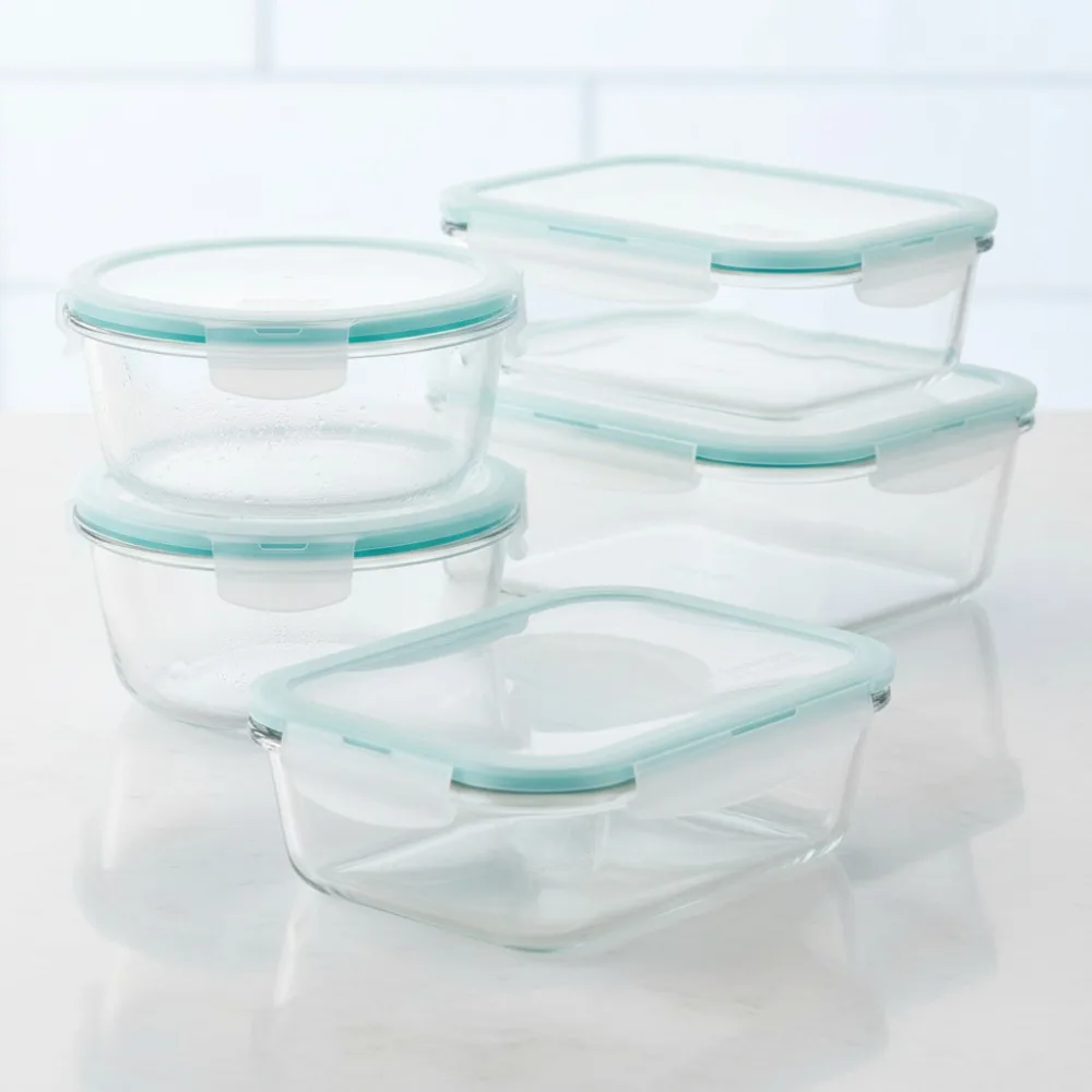 

10-Piece Glass Food Storage Container Set - Airtight, Leakproof, Oven & Microwave Safe for Fresh Kitchen Organization