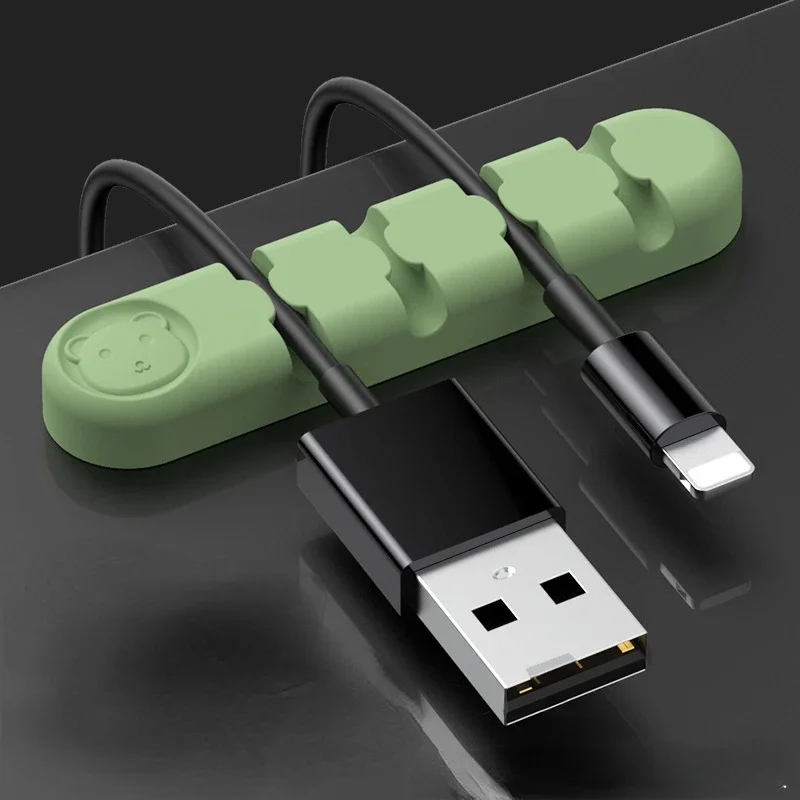 Self-adhesive Silicone Magnetic Cable Organizer DIY USB Cables Holder Silicone Flexible Desktop Clips for Mouse Wire Organizer