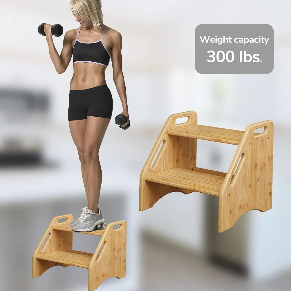 مقعد من الخيزران الطبيعي للأطفال، مقعد مزدوج الارتفاع للأطفال الصغار مع وسادات ومقابض غير قابلة للانزلاق، سعة 300 رطلاً #6