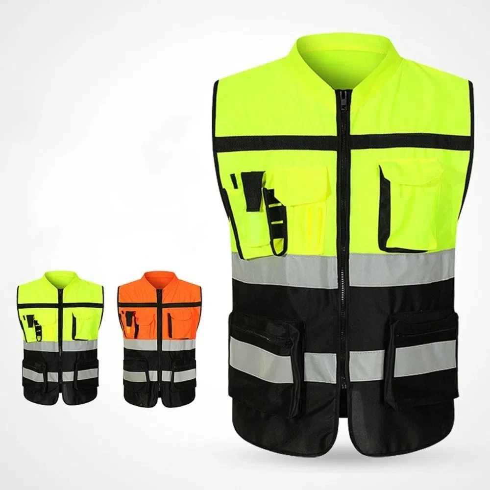

High Visibility Reflective Vest with Pocket One Size Construction Clothes Security Warning Outdoor Safety Clothing Sports