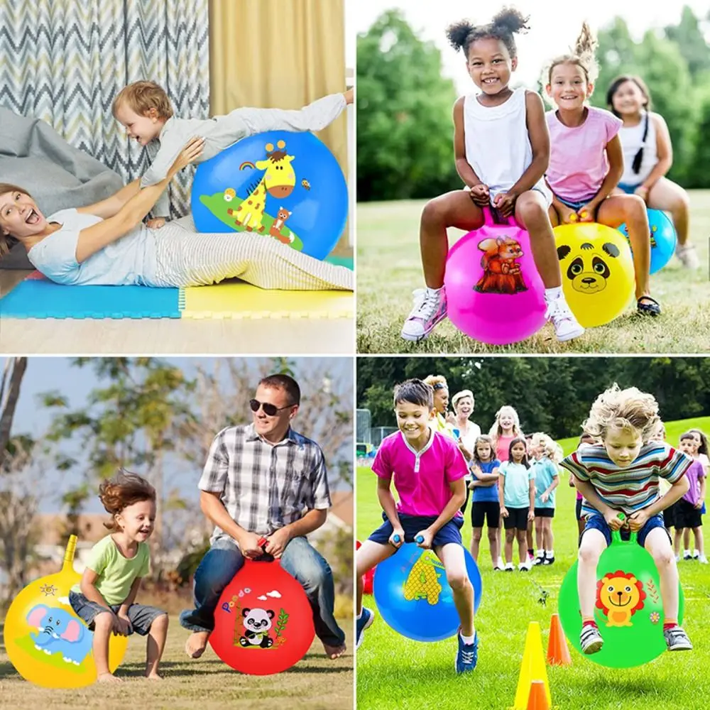 Bouncing Hopper Ball Inflatable Handle Kids Bouncing Jumping Balls Hopping Bright Color Bounce Balls Toy Outdoor Yard Game