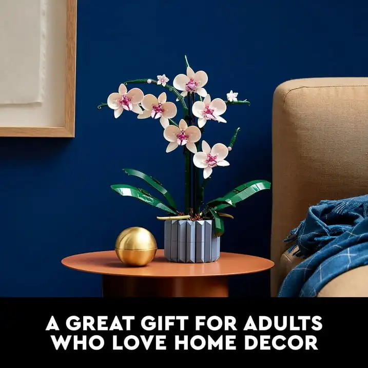 Botanicals Orchid - Artificial, Fake Indoor Flowers Building Set for Home, Kitchen