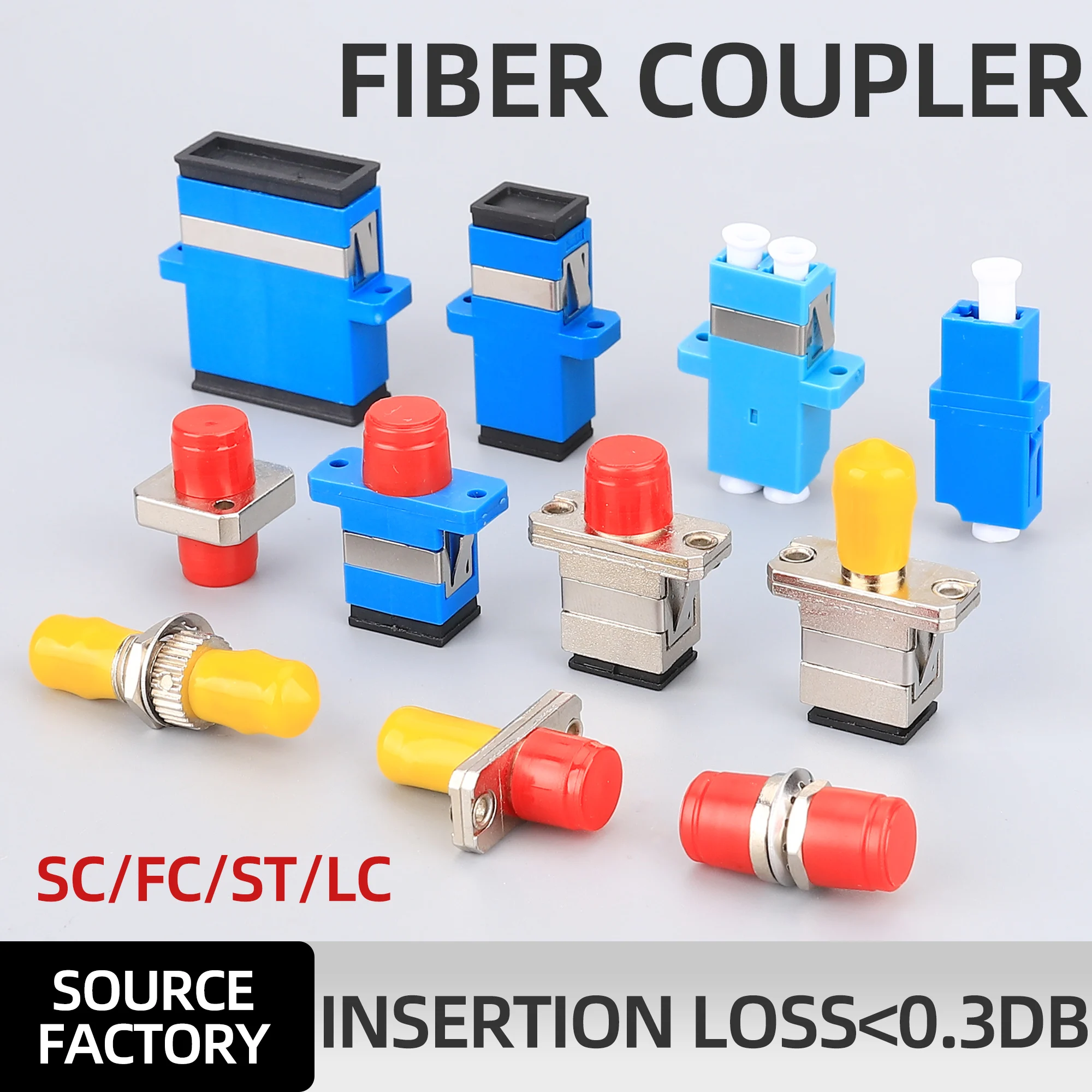 10PCS Fiber Optic Coupler Fiber Optic Flange Connector SM/MM Mode Adapter SC/LC/ST/FC-UPC/APC Simplex/Duplex Flange FTTH