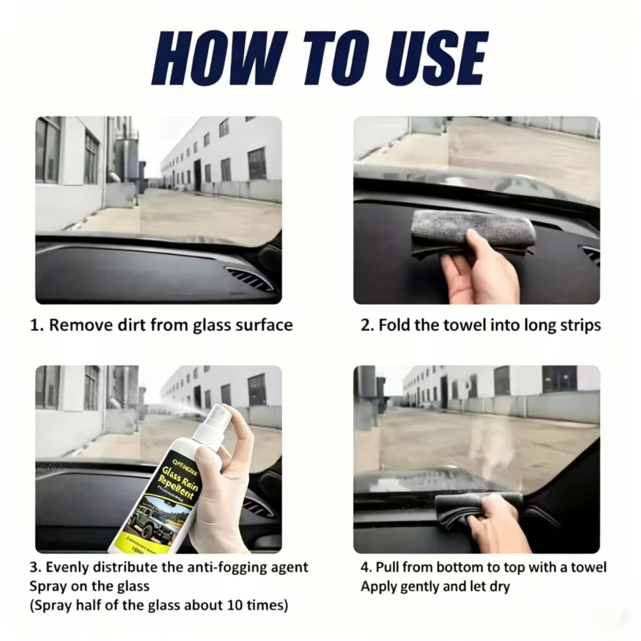 QIFENGHE Glass Rain Repellent Spray 100ML, Long-Lasting Anti-Fog & Rainproof Hydrophobic Coating for Car Windshield Windows, Cle