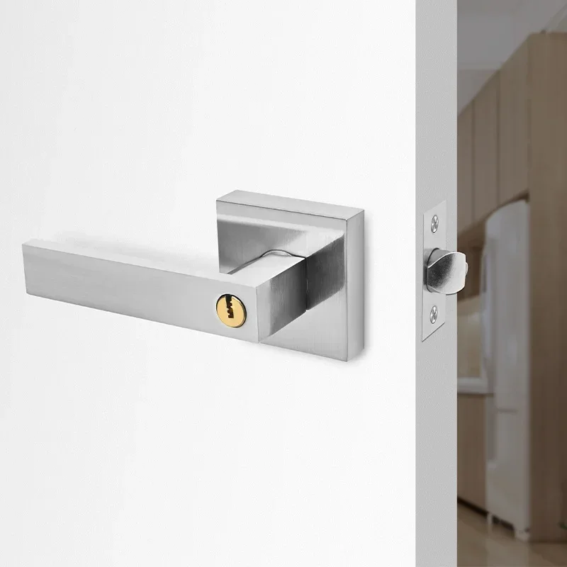 Simple American Aluminum Alloy Handle Lock Adjustable Room Wooden Door Handle Three-bar Lock Square Heavy Duty