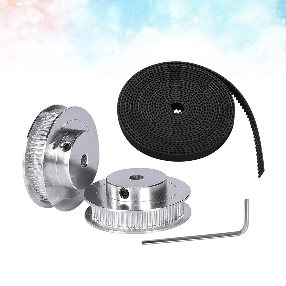 

4Pcs 3D Printer Accessories Robust Construction Aluminum 5mm Pulley 2Meter Reinforced Belt Precision Design Silver Black